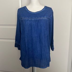 NWT. Life Style blue 3/4 sleeve blouse. 1X.